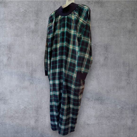 PJs Long Sleeve Flannel Nightgown Women Zippered Housecoat Metropolitan Size XL - Picture 7 of 9